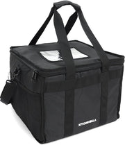Termo contenitore da 40L per pasti caldi, 38 x 38 x 32 cm, per pic nic al mare, ideale per pizzaioli, isolato, mantiene cibo caldo o freddo, per fast food da asporto, nero, 40