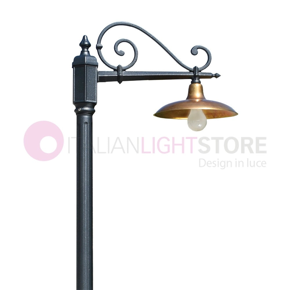 NIKE ANTRACITE Lampione da giardino 1 luce con piatto in ottone anticato