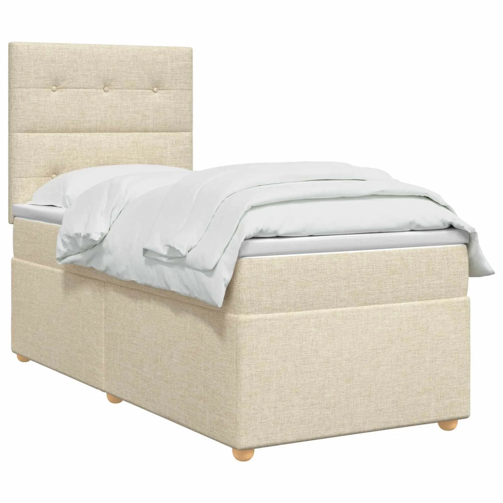 Letto box spring con materasso Crema 90 x 200 cm Tessuto 3453800