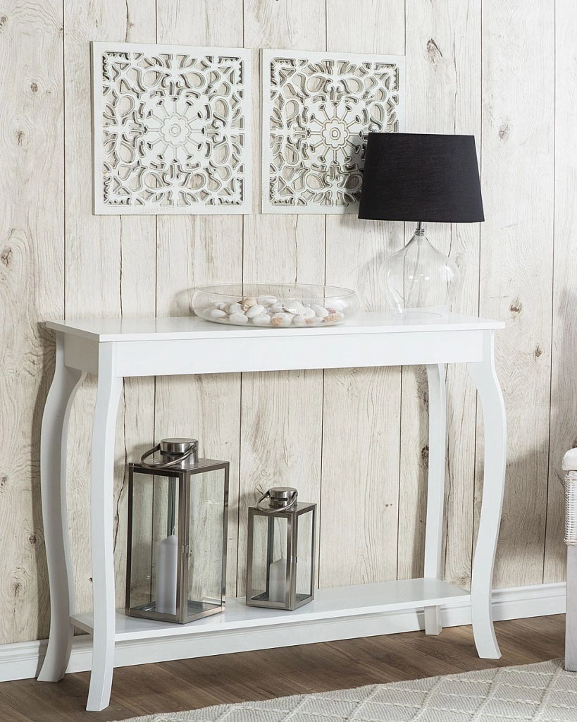 Consolle Bianco 100 x 30 cm Scaffale Espositore Moderno in Stile Francese Soggiorno Corridoio Camera da Letto