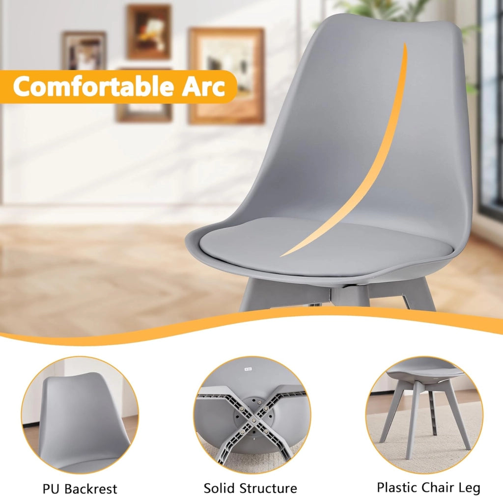 GrandCA HOME Set di 12 Sedie da cucina in plastica,sedie da pranzo moderne con imbottitura e gambe in plastica,stile scandinavo,adatte per sala da pranzo,soggiorno,cucina - Grigio