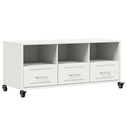 Mobile TV multimediale mensola TV credenza mobile TV sala da pranzo soggiorno camera da letto 100,5 x 39 x 43,5 cm acciaio bianco 02_0025536