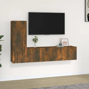 Set Mobili Porta TV 3 pz Rovere Fumo in Legno Multistrato 3120257