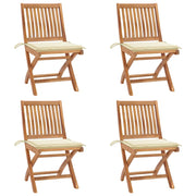 Sedie da Giardino Pieghevoli con Cuscini 4 pz Massello di Teak cod mxl 75202