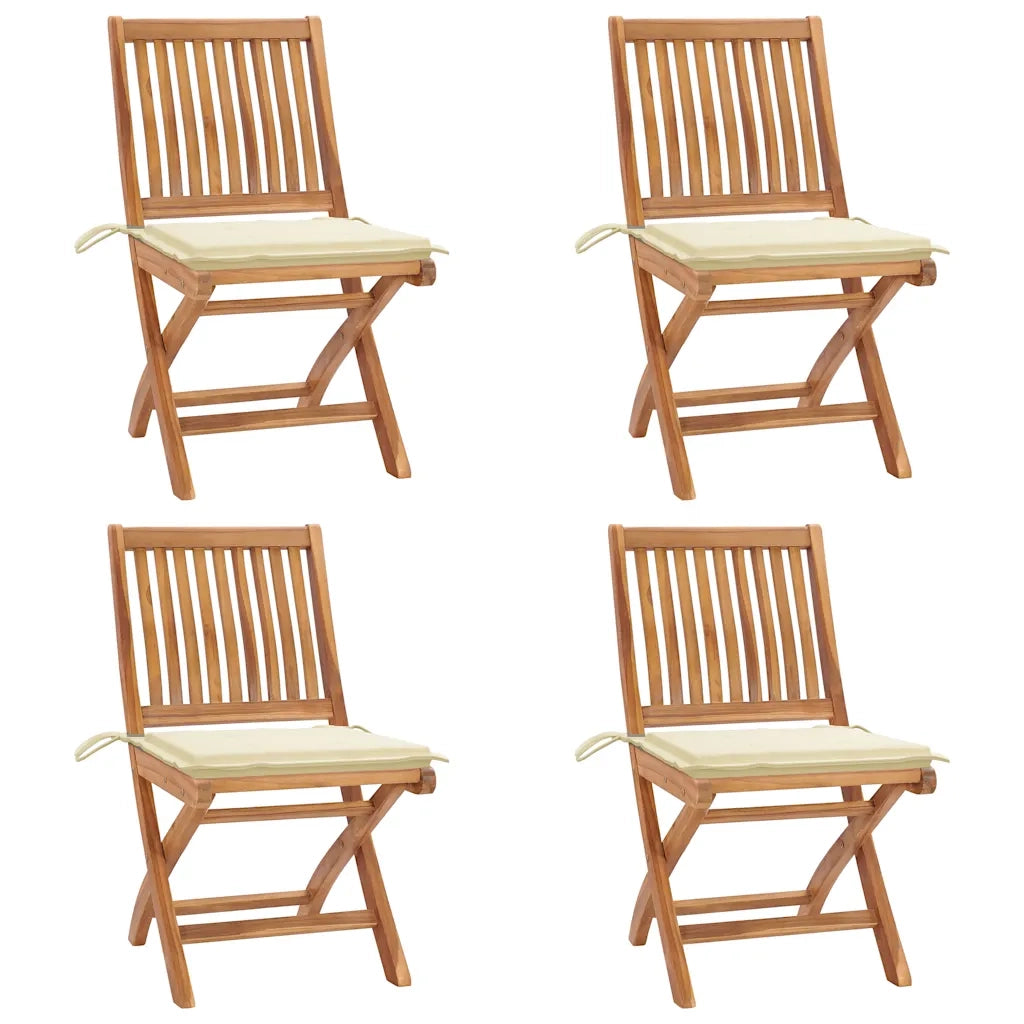 Sedie da Giardino Pieghevoli con Cuscini 4 pz Massello di Teak cod mxl 75202