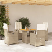 Set da Pranzo da Giardino 5 pz con Cuscini Beige in Polyrattancod mxl 114599