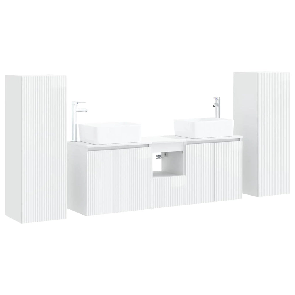 Set di mobili per il bagno 5 pz Bianco Lucido 3405997
