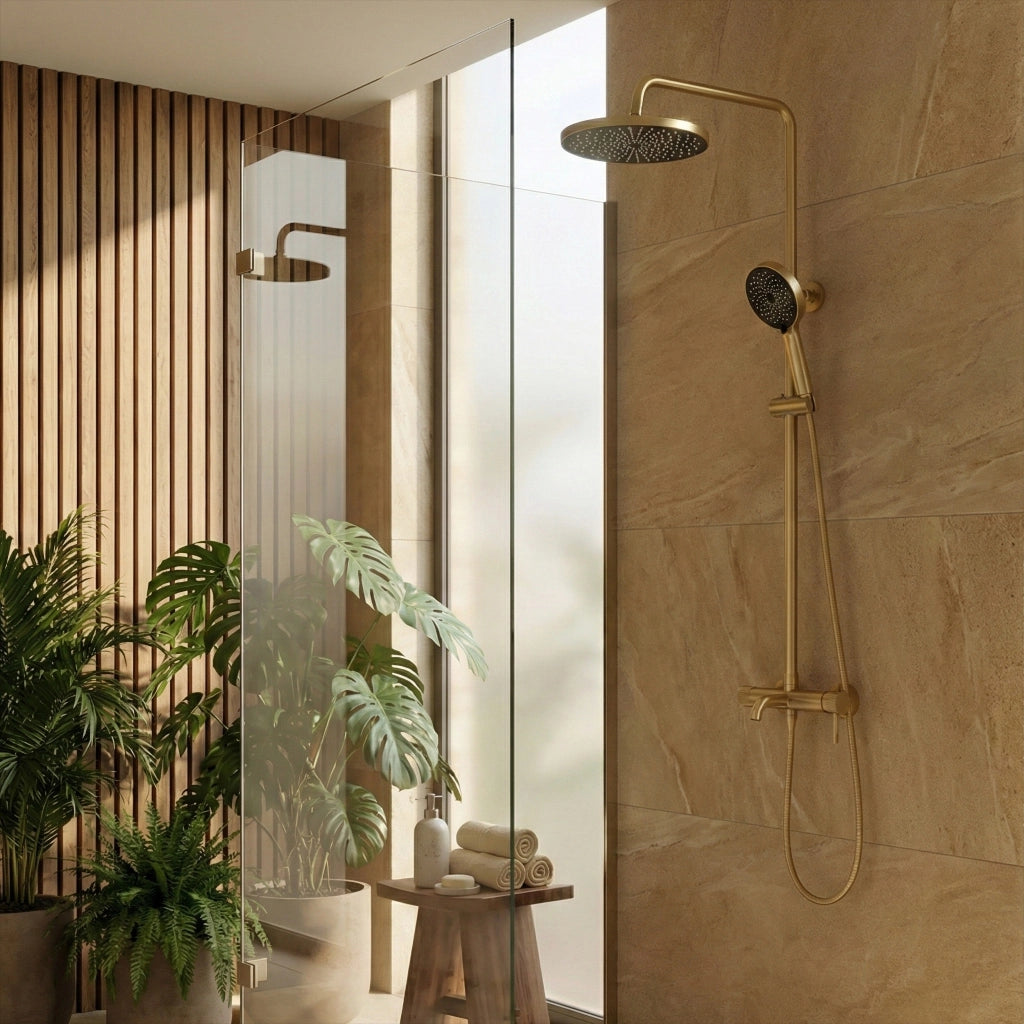 Set Doccia Rea Lungo Stripe Brush Gold