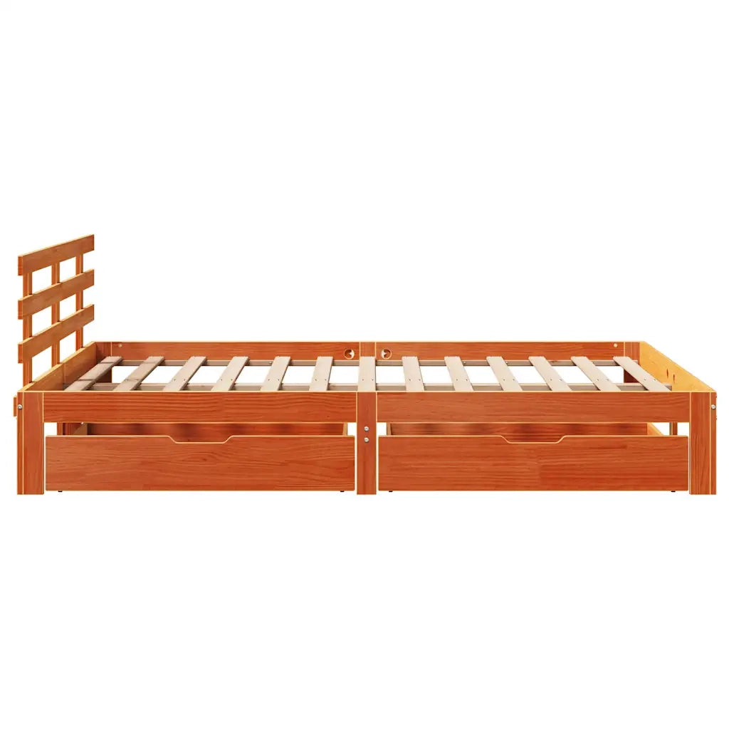 vidaXL Giroletto con Cassetti Marrone Cera 150x200 cm Massello Pino