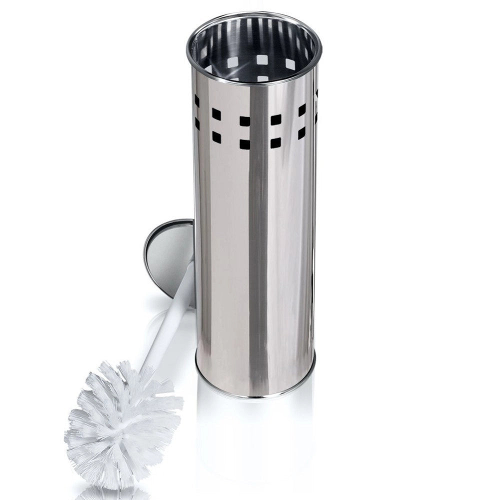 Trade Shop - Portascopino Con Spazzolone Wc Cilindro In Acciaio Inox 26x10cm Accessori Bagno -