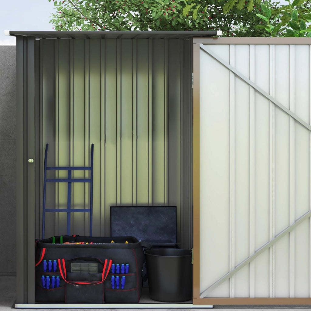 Casetta Box da Giardino Porta Attrezzi 100x103x160 cm in Acciaio Galvanizzato Marrone