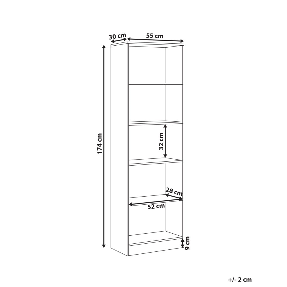 Libreria in truciolato bianco 5 ripiani 5 livelli Unità di archiviazione stile scandinavo tradizionale