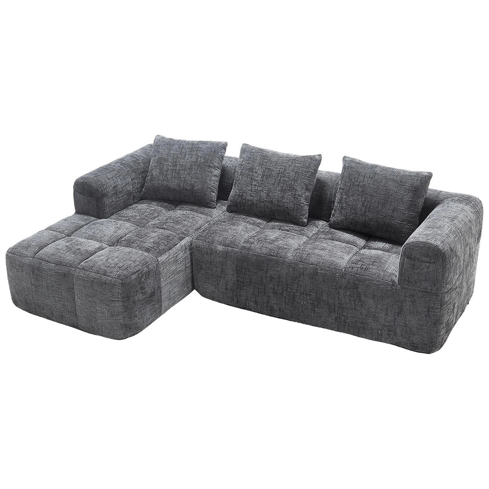 Divano angolare moderno - Xylo - 3 posti in L, chenille, grigio