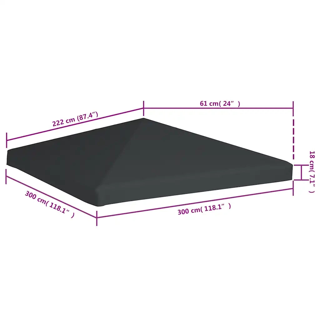 Copertura Superiore per Gazebo 310 g/m2 3x3 m Grigio CFW6409168