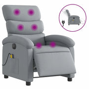 Poltrona | Sedia Relax Reclinabile Massaggio Elettrica Grigio Chiaro Tessuto