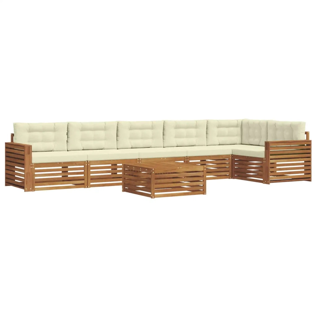 Set di divani da esterno con cuscino 7 pcs Naturale e Crema