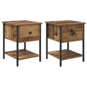 Set di 2 Comodini | Armadio da Notte | Mobiletto da notte con cassetto Legno vecchio 34 x 35,5 x 45 cm