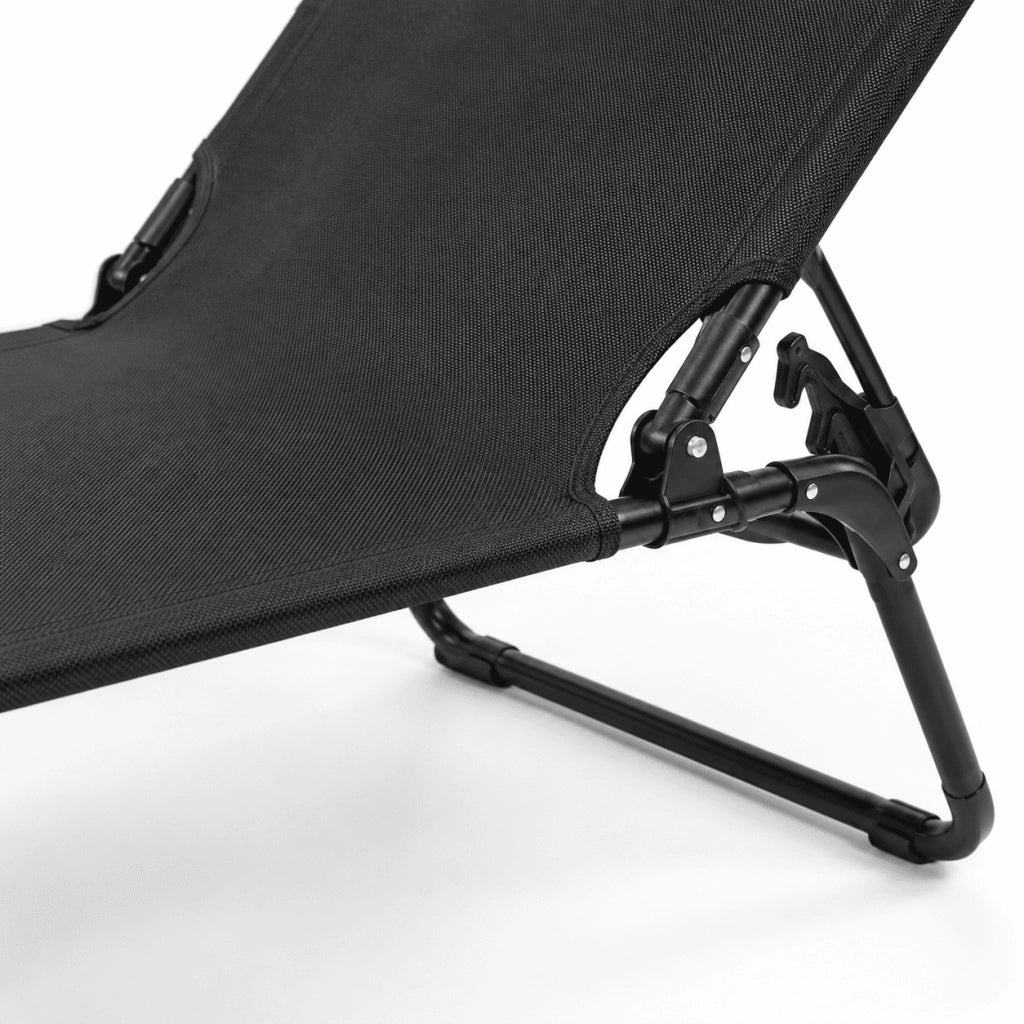 Lettino Sdraio Pieghevole Prendisole Con Schienale Reclinabile Regolabile Telaio In Metallo Nero Per Mare Piscina Giardino 187 x 53 x 24 Cm Nero