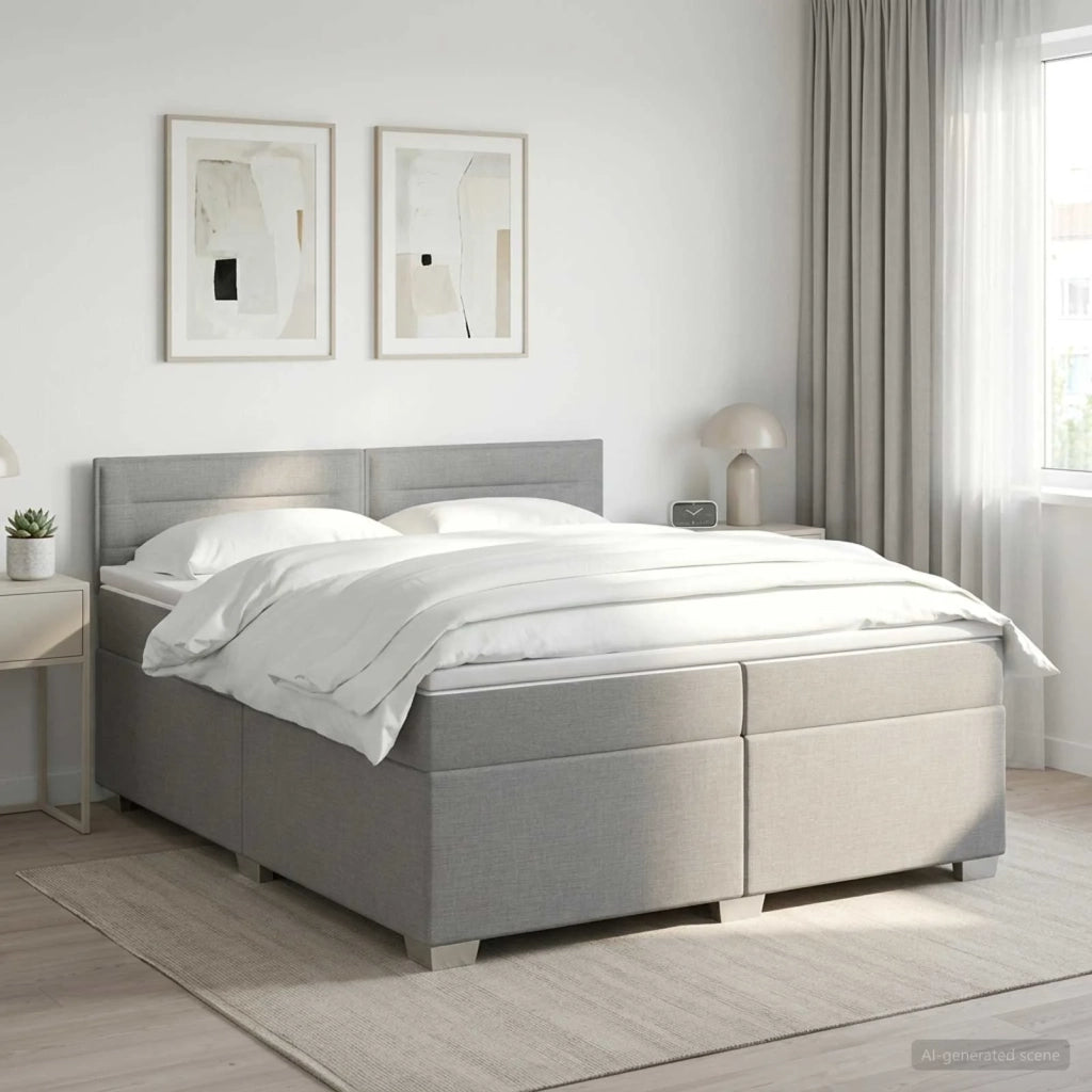 Letto con Box Spring, Materasso e LED Grigio Chiaro Tessuto 3452015
