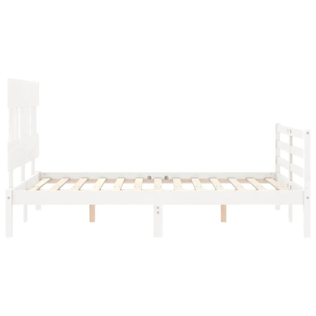 Giroletto con Testiera-Struttura Letto con testiera Bianco 140x200 cm in Legno Massello 545454