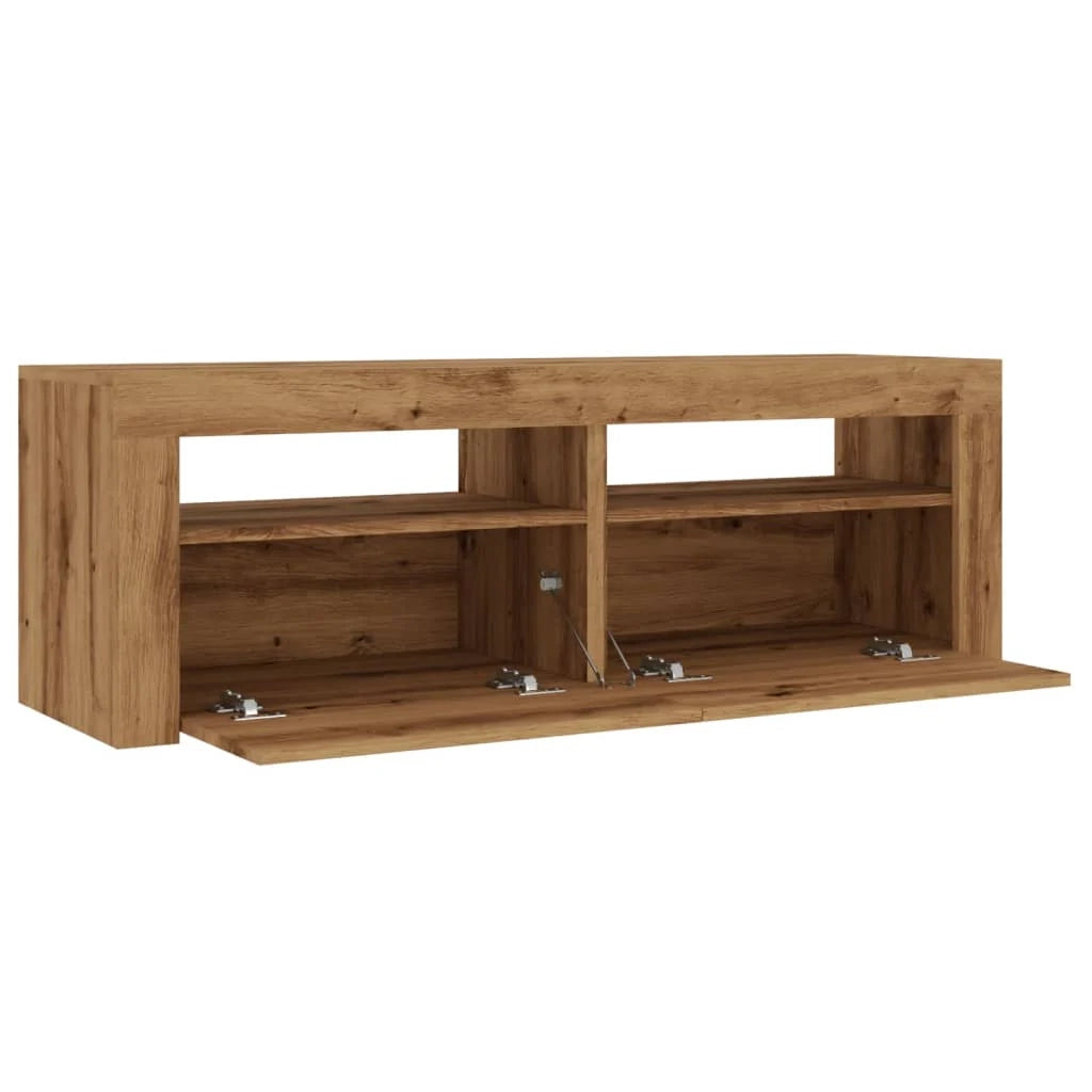 Mobile TV multimediale mensola TV credenza mobile TV sala da pranzo soggiorno camera da letto con luci LED rovere lavorato a mano legno marrone ingegnerizzato 02_0026709