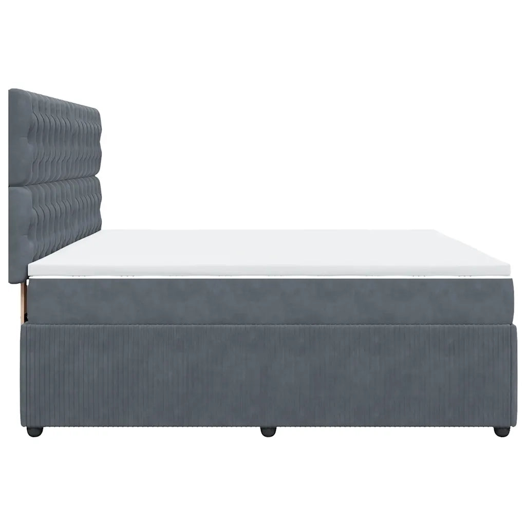 Giroletto a Molle con Materasso Grigio Scuro 180x200 cm Velluto