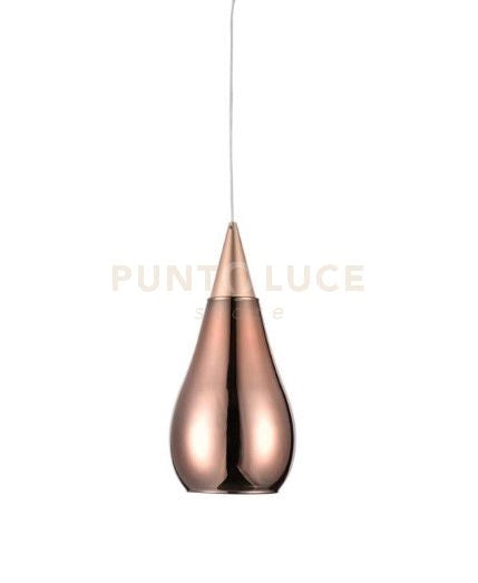 SOSPESI-GU10 R Sospensione vetro 1 luce color rame attacco GU10 diam.10cm senza base h.23cm
