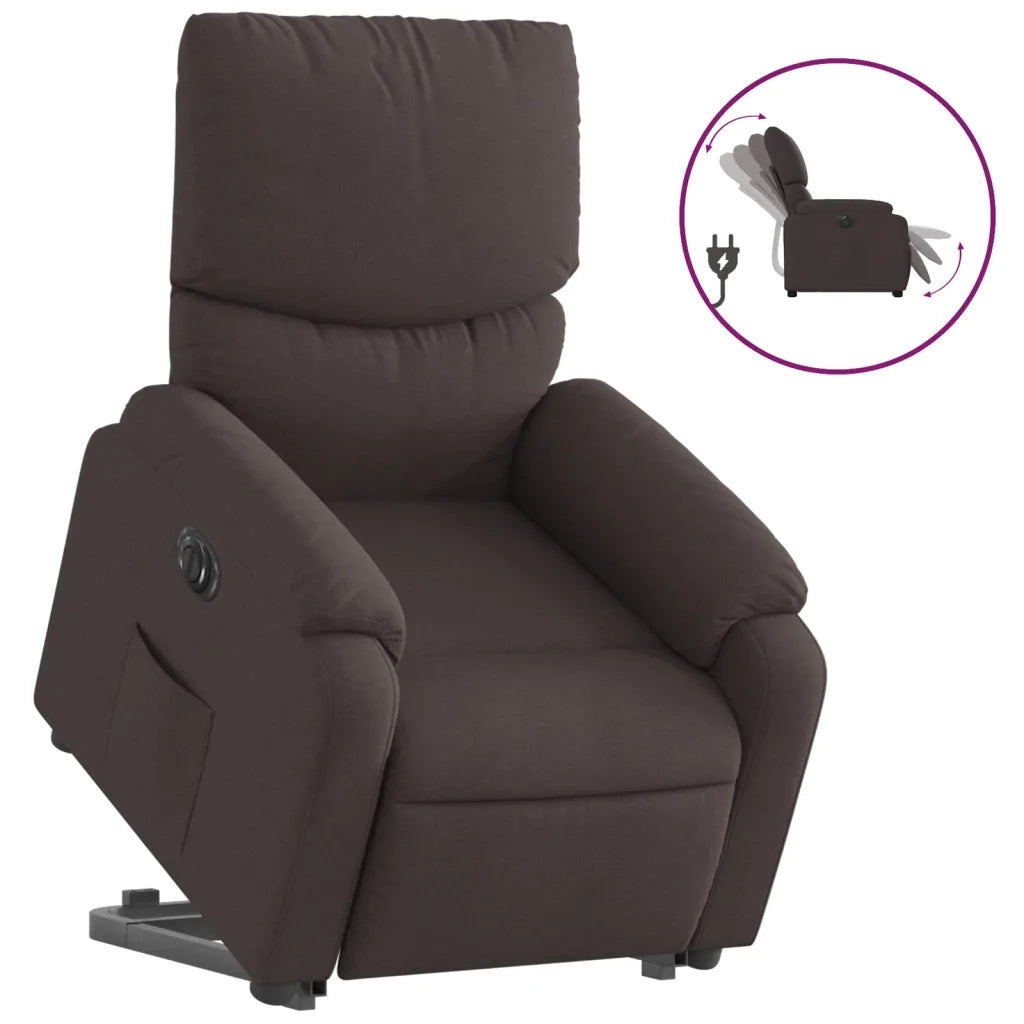 Poltrona | Sedia Relax Alzapersona Reclinante Elettrica Marrone Scuro Tessuto