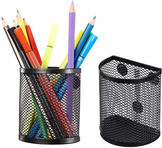 Set da 2 pezzi di contenitori magnetici, metallo nero a forma di mezza luna per contenere oggetti in frigorifero, accessori per armadietto, organizzatore per articoli da ufficio
