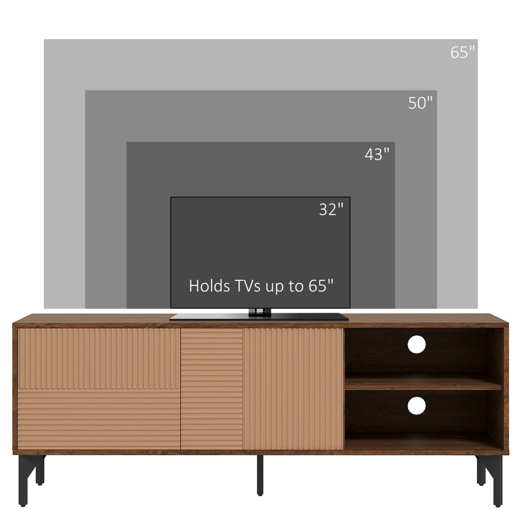 EasyComfort Mobile Porta TV fino 65" con 2 Armadietti e 2 Vani Aperti in Legno, 150x40x56cm, Marrone