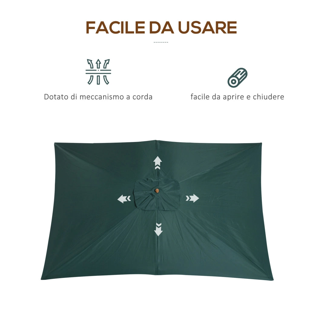 Ombrellone da Giardino in Legno e Bamb¨´ ¨C zephmum ¨C Verde 2x3 m