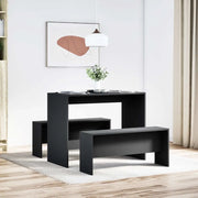 vidaXL Set Tavolo da Pranzo e Panche 3 pz Nero in Truciolato