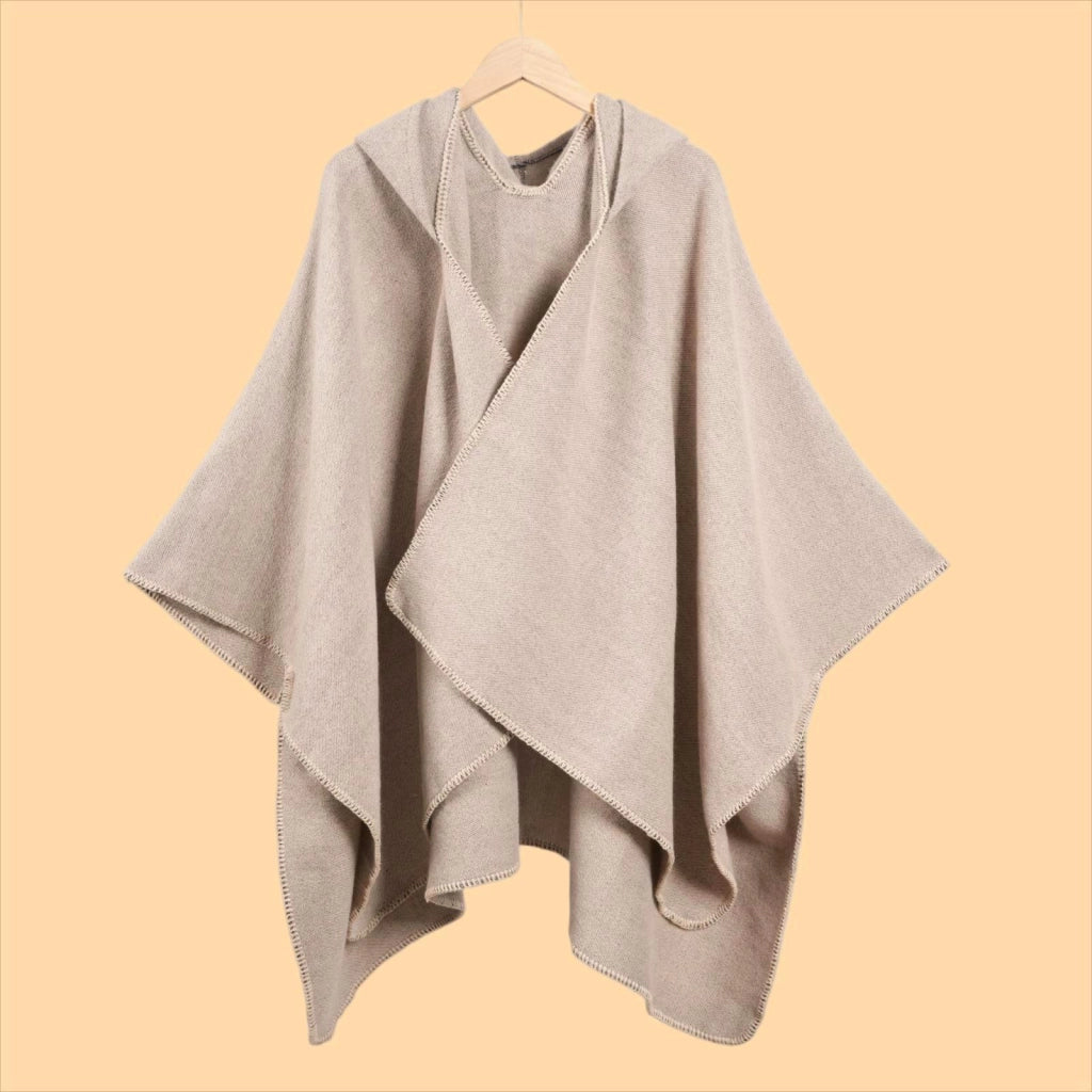 Nuovo scialle da donna con cappuccio e orlo spaccato, scialle a mantella a righe colorate alla moda