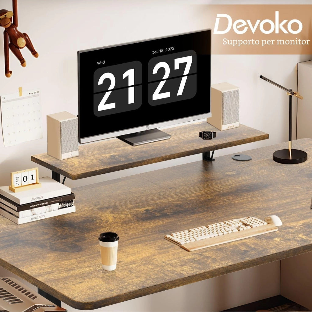 Scrivania da utilizzare seduti o in piedi, 160 x 70 cm, con supporto per monitor, regolabile in altezza, elettrica, con 140 altezze memorizzabili, da lavoro.