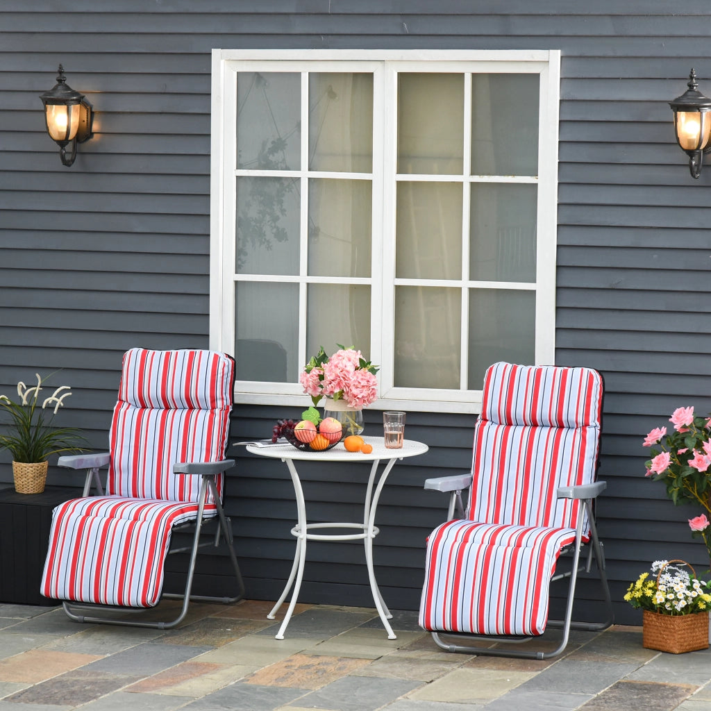 Set 2 Sedie a Sdraio con Cuscini Pieghevoli Regolabili ¨C Zephmum ¨C Rosso Poliestere Acciaio 60x75x65-102 cm