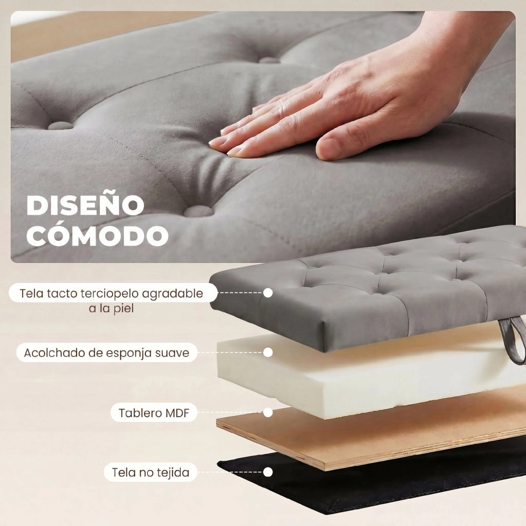 Poltrona Puff con Contenitore ¨C Zephmum ¨C Grigio 137x41x42 cm