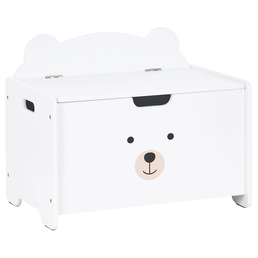 Baule portagiochi con panca in MDF per cameretta a tema animali stile scandinavo