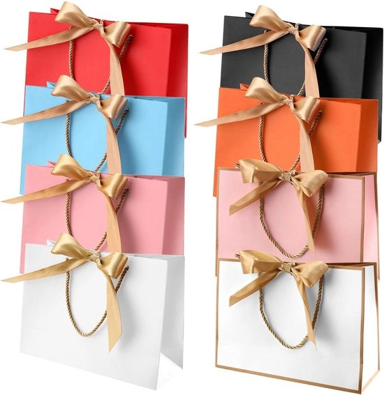 Confezioni regalo in cartone 16 pezzi - Sacchetti di carta per regali - Cinturino di rasoio dorato - Confezioni per regali - Maniglie - Dimensioni 28 x 20 x 10 cm - Confezioni regalo