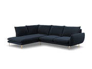 Cosmopolitan Design - Divano angolare sinistro "Vienna" 6 posti in velluto blu scuro 