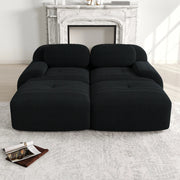 Divano 2 Posti con Chaise Longue in Velluto a Coste ¨C MINIMAL ¨C Nero, Braccioli Ergonomici, Modulare