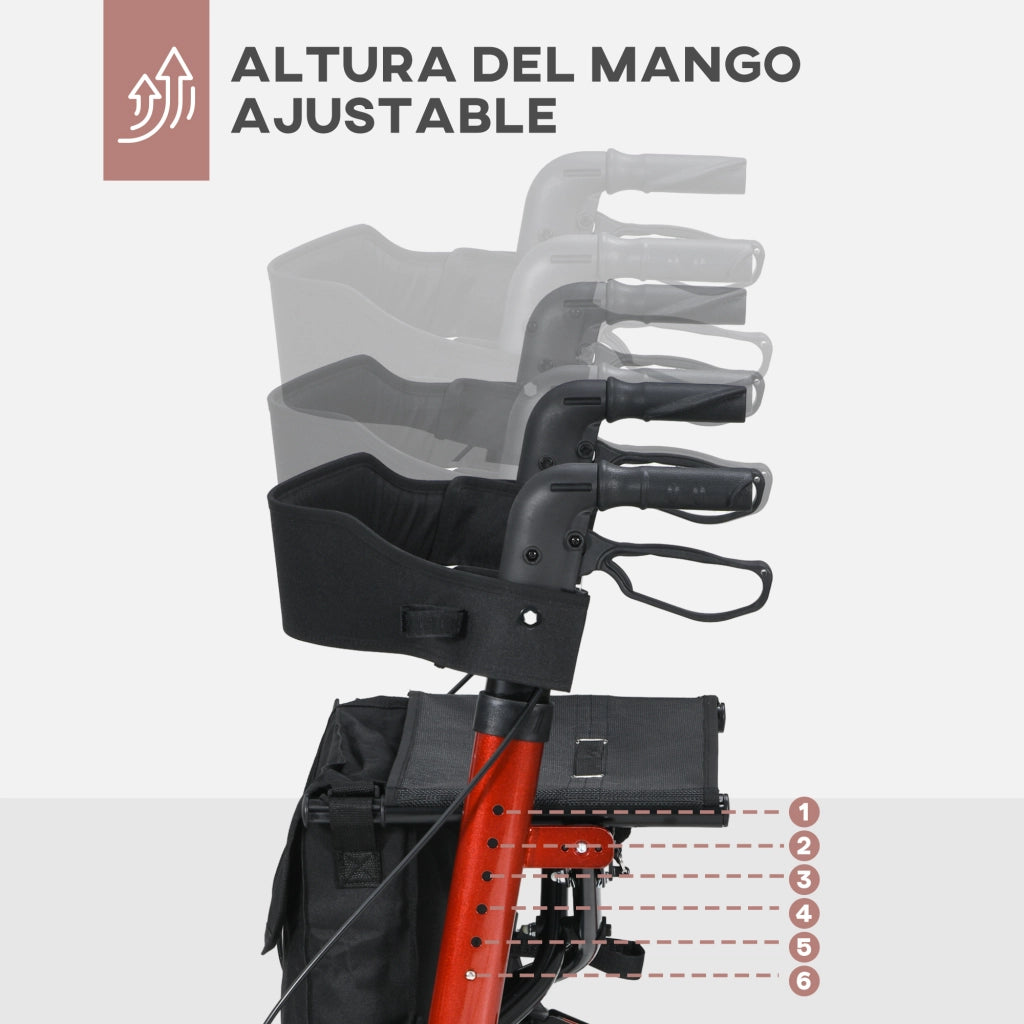 Deambulatore Pieghevole con Ruote e Sedile ¨C zephmum ¨C Rosso e Nero
