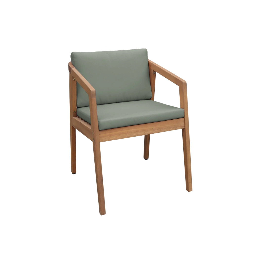 Set 2 sedie da giardino in legno di acacia, verde kaki