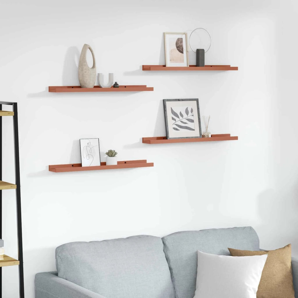 4 pz Scaffale da parete | Ripiano a parete | Mensola a parete Rosso 60 x 9 x 3 cm Legno multistrato