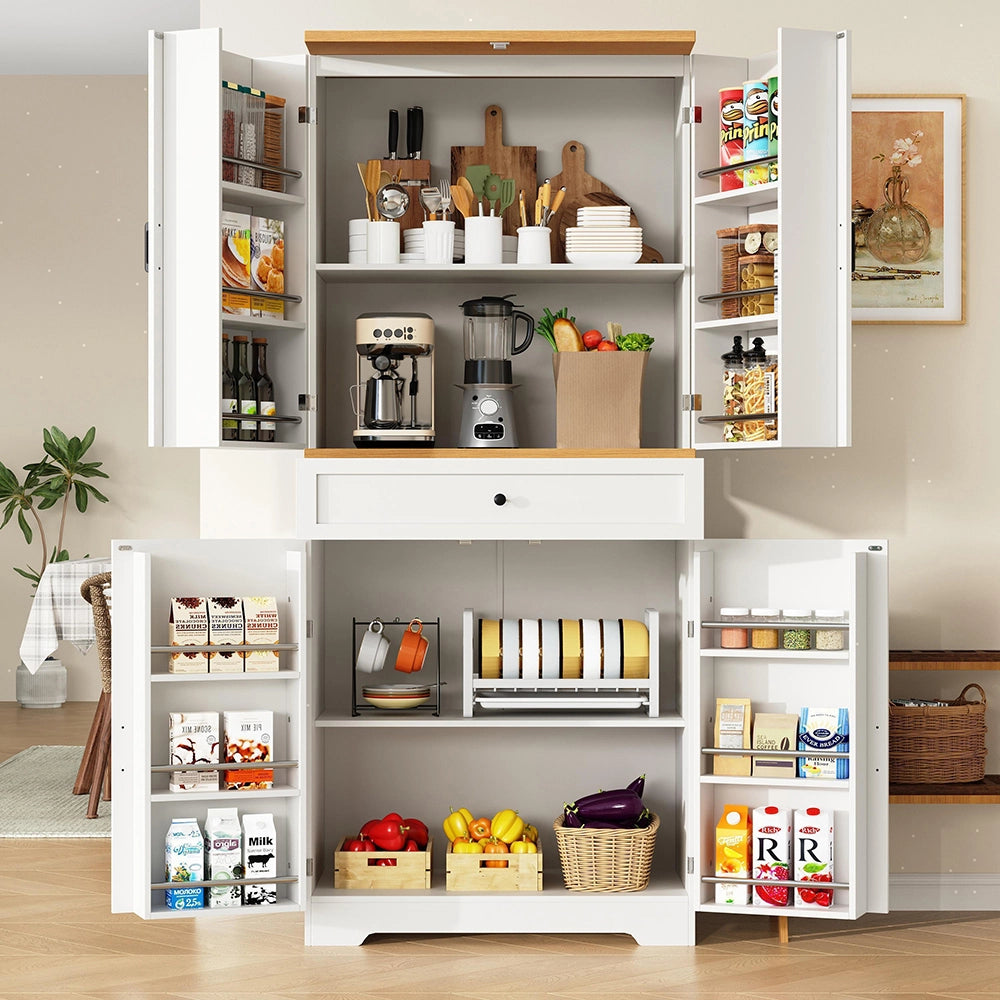 Armadio Cucina Alto 80x40x180cm - Xylo - Moderno con 12 Scomparti e Cassetti