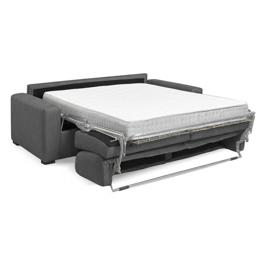 Divano letto 3 posti Flash tessuto Queens colore cenere 200x98x86h