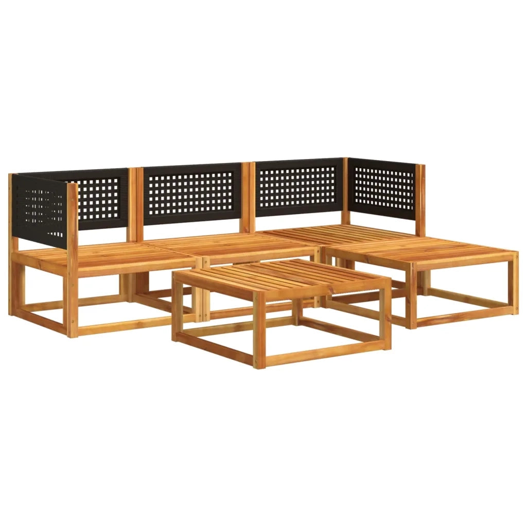 Set di divani da giardino 5 pezzi con cuscini in legno di acacia e rattan