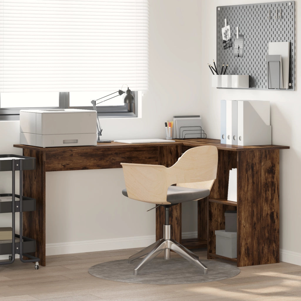 Scrivania per Computer in Rovere Affumicato Legno Ingegnerizzato