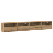 Mobile TV da parete 2 pz | Armadietto TV | Mobile Porta TV rovere artigianale 100 x 30 x 30 cm