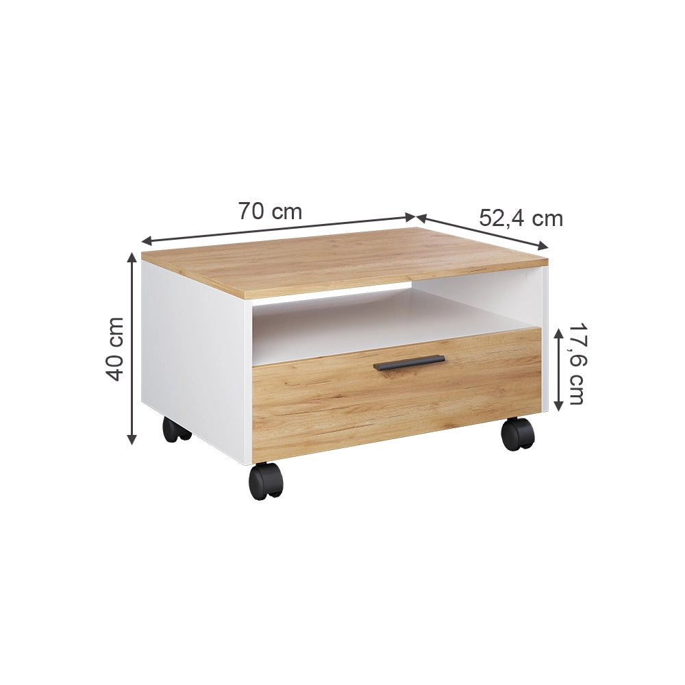 Vicco Tavolino Rovere bianco/dorato 70 x 52.4 cm