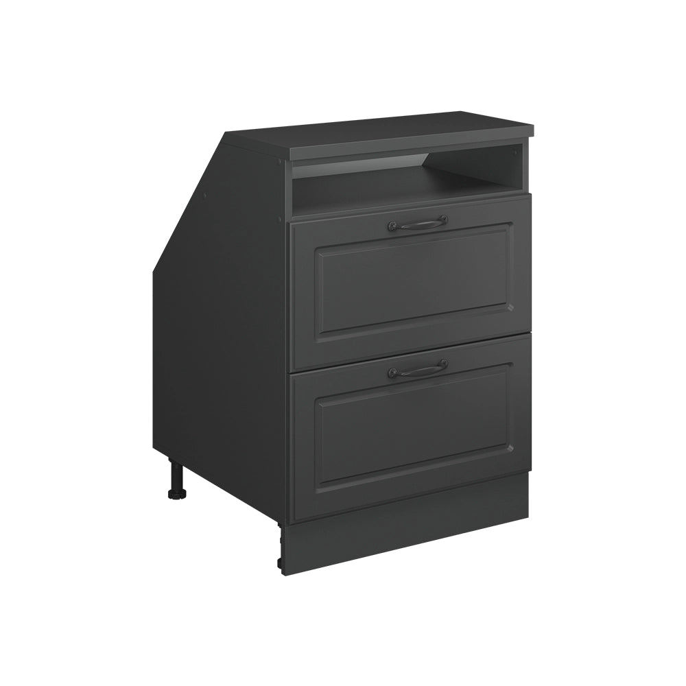 Mobile sottotetto Rion Antracite rustico/Antracite 60 x 83.8 cm con 2 cassetti, carcassa 60 cm profondità Vicco